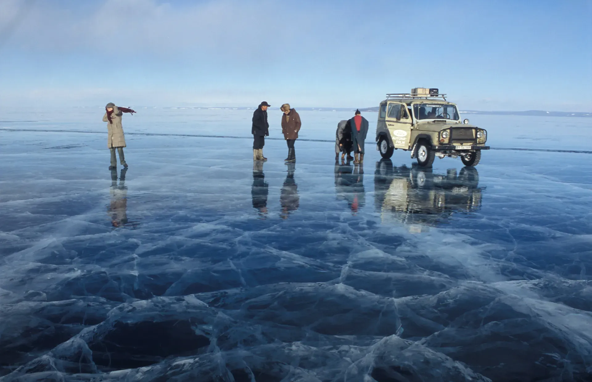 Driving on frozen Lake Khovsgol