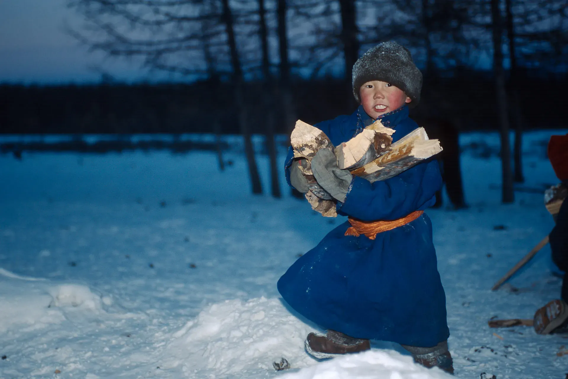 Child with reindeer