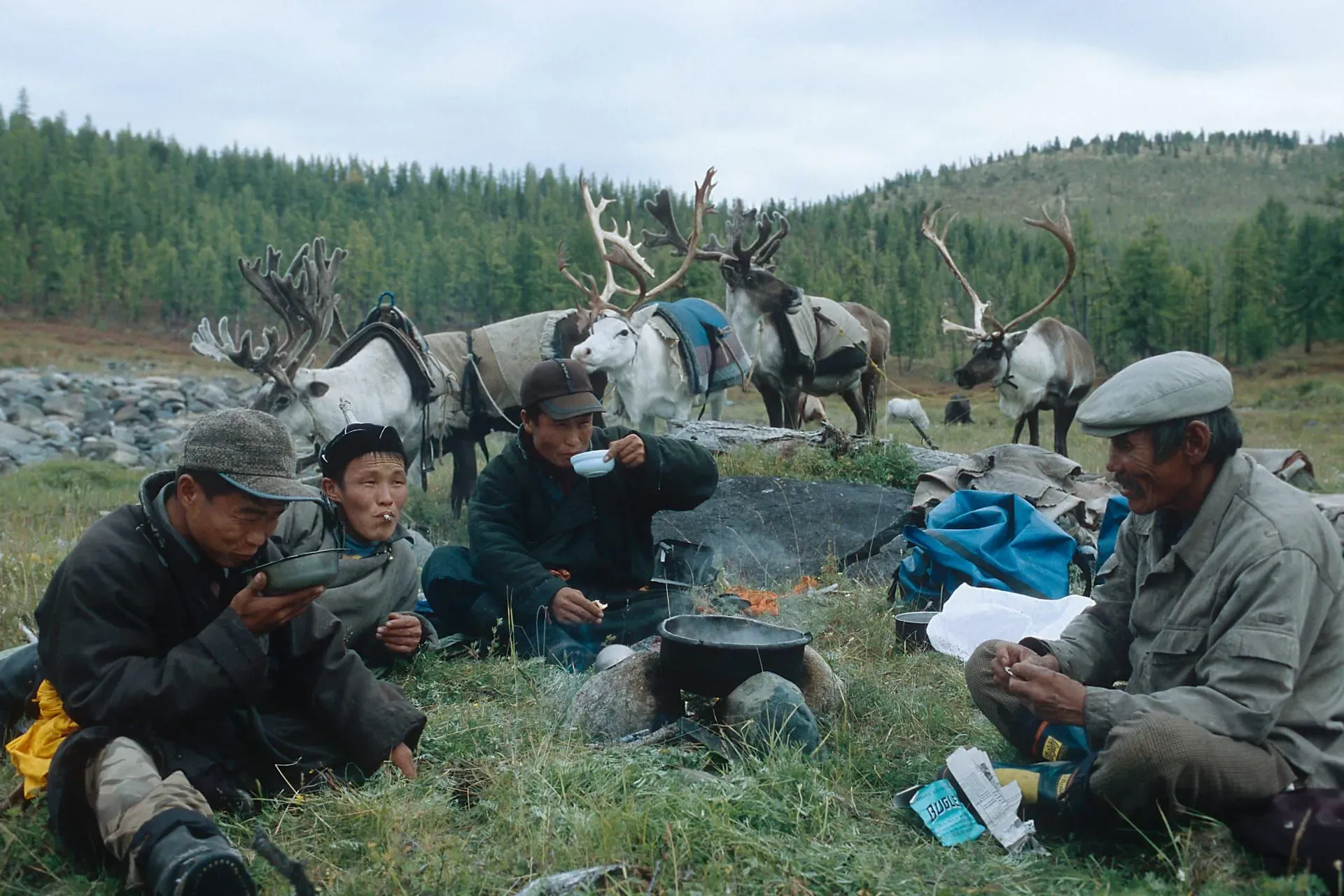 Nomadic family in traditional ger